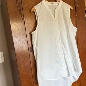 Eileen Fisher Long White Sleeveless Blouse / L